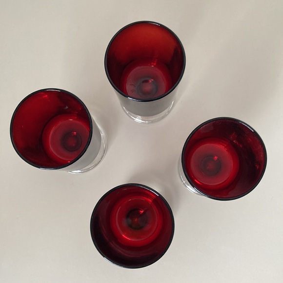 Vintage Arcoroc Luminarc France Ruby Red Stemware Cordial Glasses Set of 4 - Picture 4 of 7